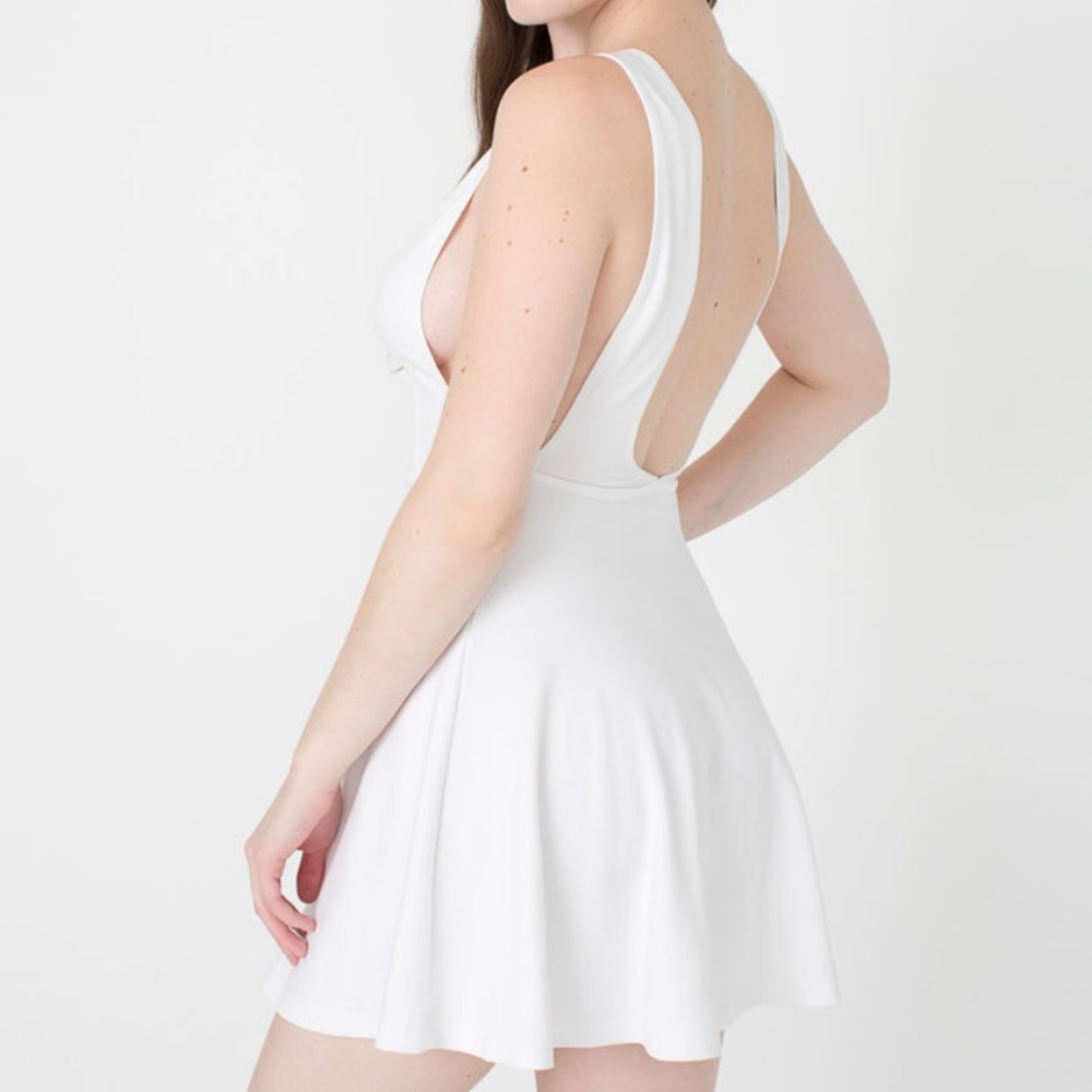 American Apparel Ponte Knit Fabric open back white skater dress size XS/S